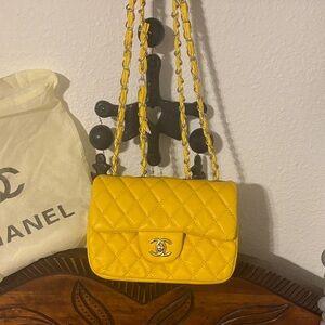 Chanel Yellow Quilted Shoulder Bag
